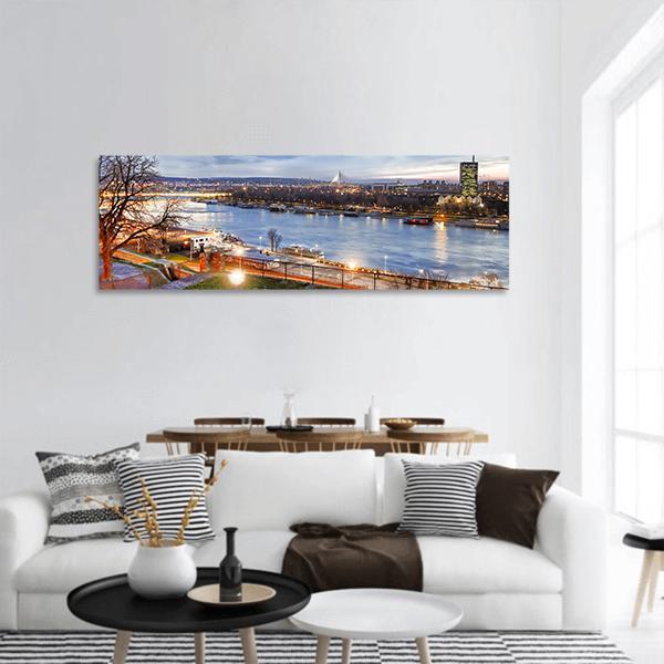 Belgrade City Serbia Panoramic Canvas Wall Art-3 Piece-25" x 08"-Tiaracle