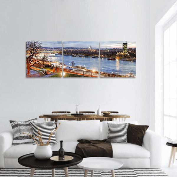 Belgrade City Serbia Panoramic Canvas Wall Art-3 Piece-25" x 08"-Tiaracle