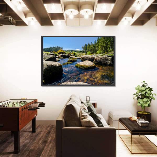 View Of Bellever Forest And Dart River In England Canvas Wall Art-3 Horizontal-Gallery Wrap-25" x 16"-Tiaracle
