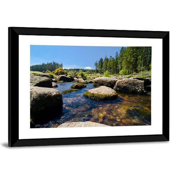 View Of Bellever Forest And Dart River In England Canvas Wall Art-3 Horizontal-Gallery Wrap-25" x 16"-Tiaracle