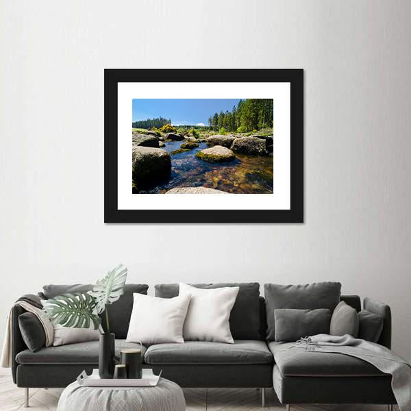 View Of Bellever Forest And Dart River In England Canvas Wall Art-3 Horizontal-Gallery Wrap-25" x 16"-Tiaracle