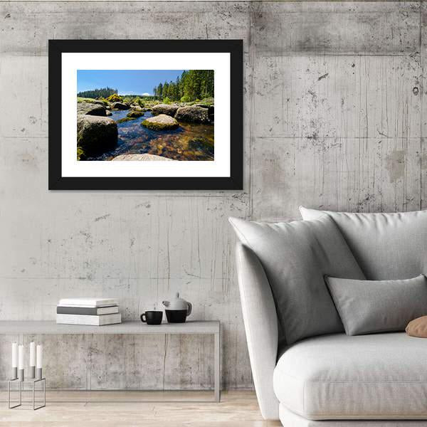 View Of Bellever Forest And Dart River In England Canvas Wall Art-3 Horizontal-Gallery Wrap-25" x 16"-Tiaracle