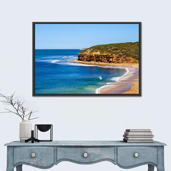 View Of Bells Beach Canvas Wall Art-1 Piece-Floating Frame-24" x 16"-Tiaracle