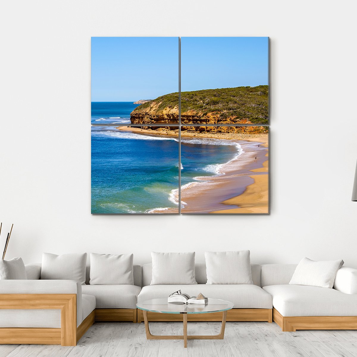 View Of Bells Beach Canvas Wall Art-4 Square-Gallery Wrap-17" x 17"-Tiaracle