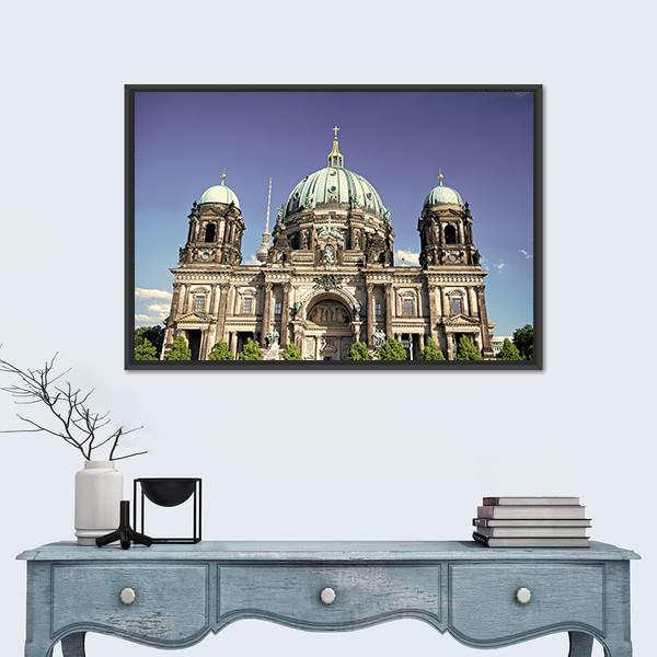 View Of Berlin Cathedral Canvas Wall Art-1 Piece-Floating Frame-24" x 16"-Tiaracle