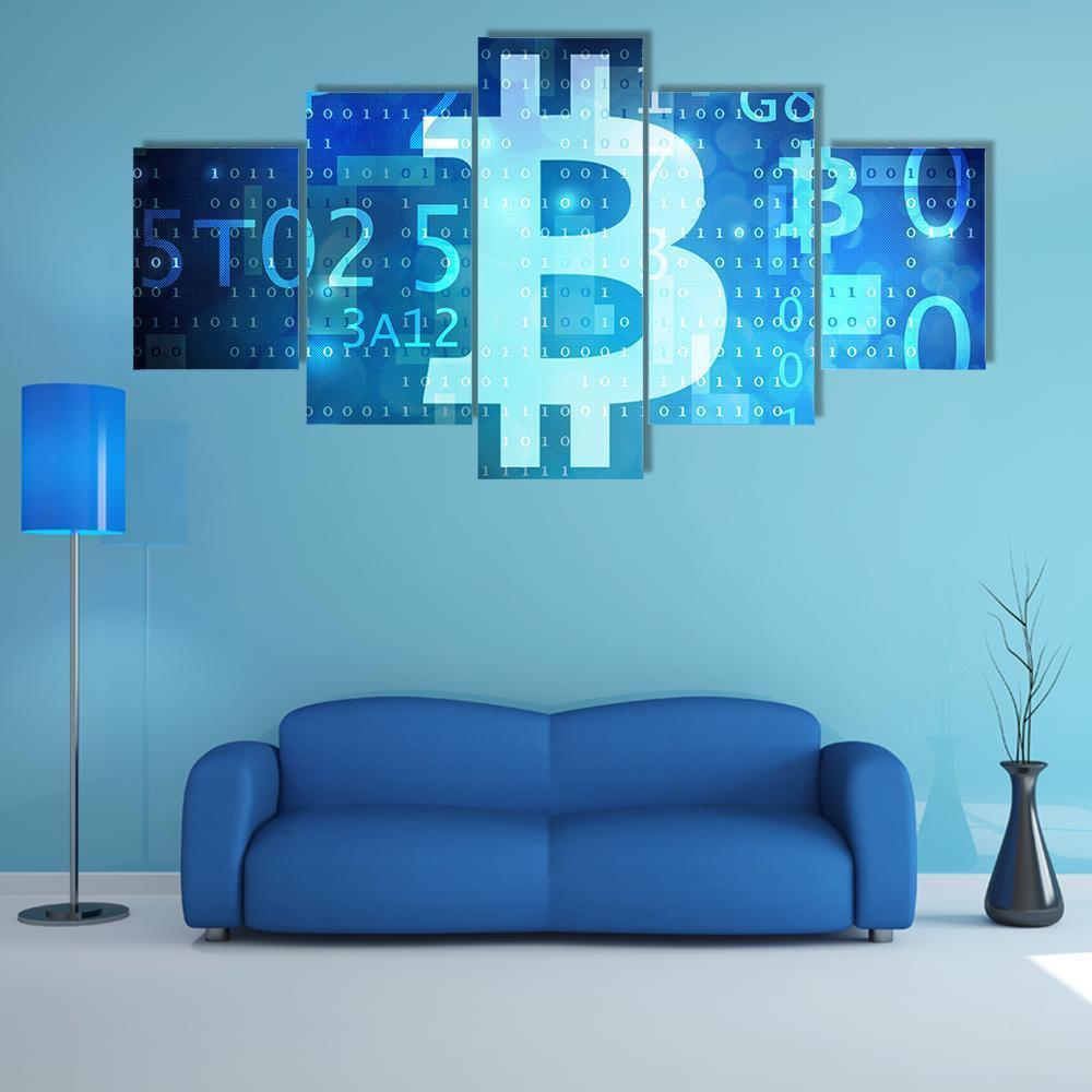 View Of Bitcoin Canvas Wall Art-5 Star-Gallery Wrap-62" x 32"-Tiaracle