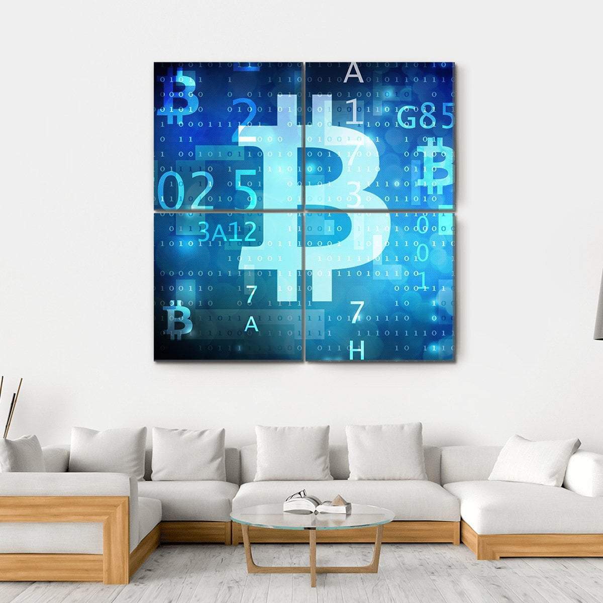 View Of Bitcoin Canvas Wall Art-4 Square-Gallery Wrap-17" x 17"-Tiaracle