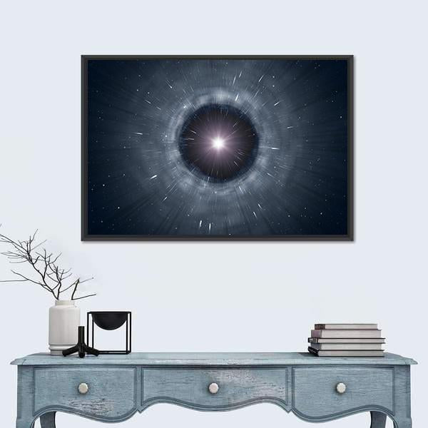 View Of Black Hole Canvas Wall Art-1 Piece-Floating Frame-24" x 16"-Tiaracle