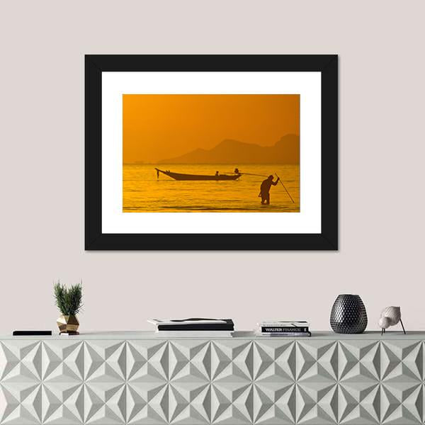 View Of Boat In Ko Samui In Thailand Canvas Wall Art-1 Piece-Framed Print-20" x 16"-Tiaracle