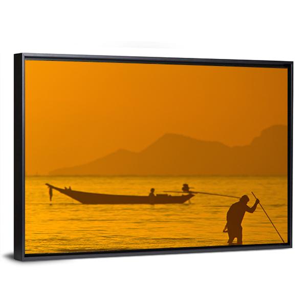 View Of Boat In Ko Samui In Thailand Canvas Wall Art-3 Horizontal-Gallery Wrap-25" x 16"-Tiaracle