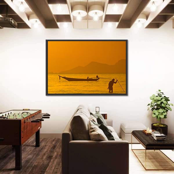 View Of Boat In Ko Samui In Thailand Canvas Wall Art-3 Horizontal-Gallery Wrap-25" x 16"-Tiaracle