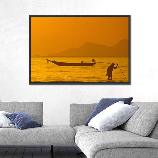 View Of Boat In Ko Samui In Thailand Canvas Wall Art-3 Horizontal-Gallery Wrap-25" x 16"-Tiaracle