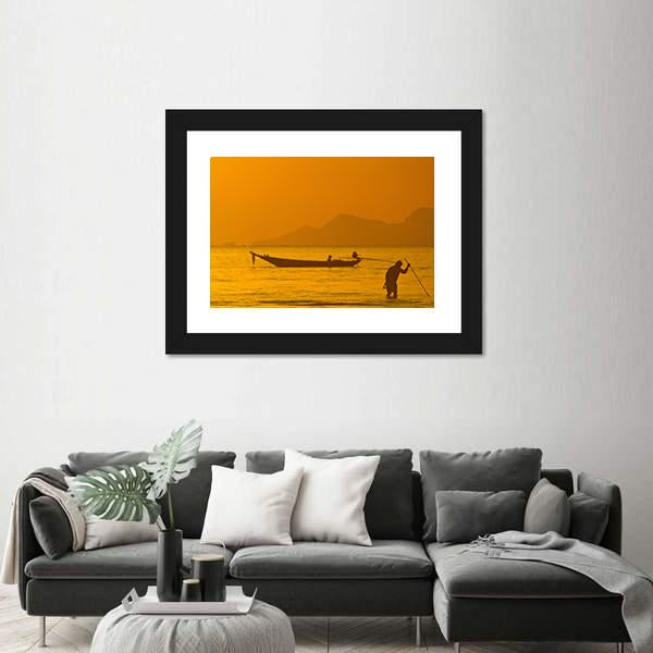 View Of Boat In Ko Samui In Thailand Canvas Wall Art-3 Horizontal-Gallery Wrap-25" x 16"-Tiaracle