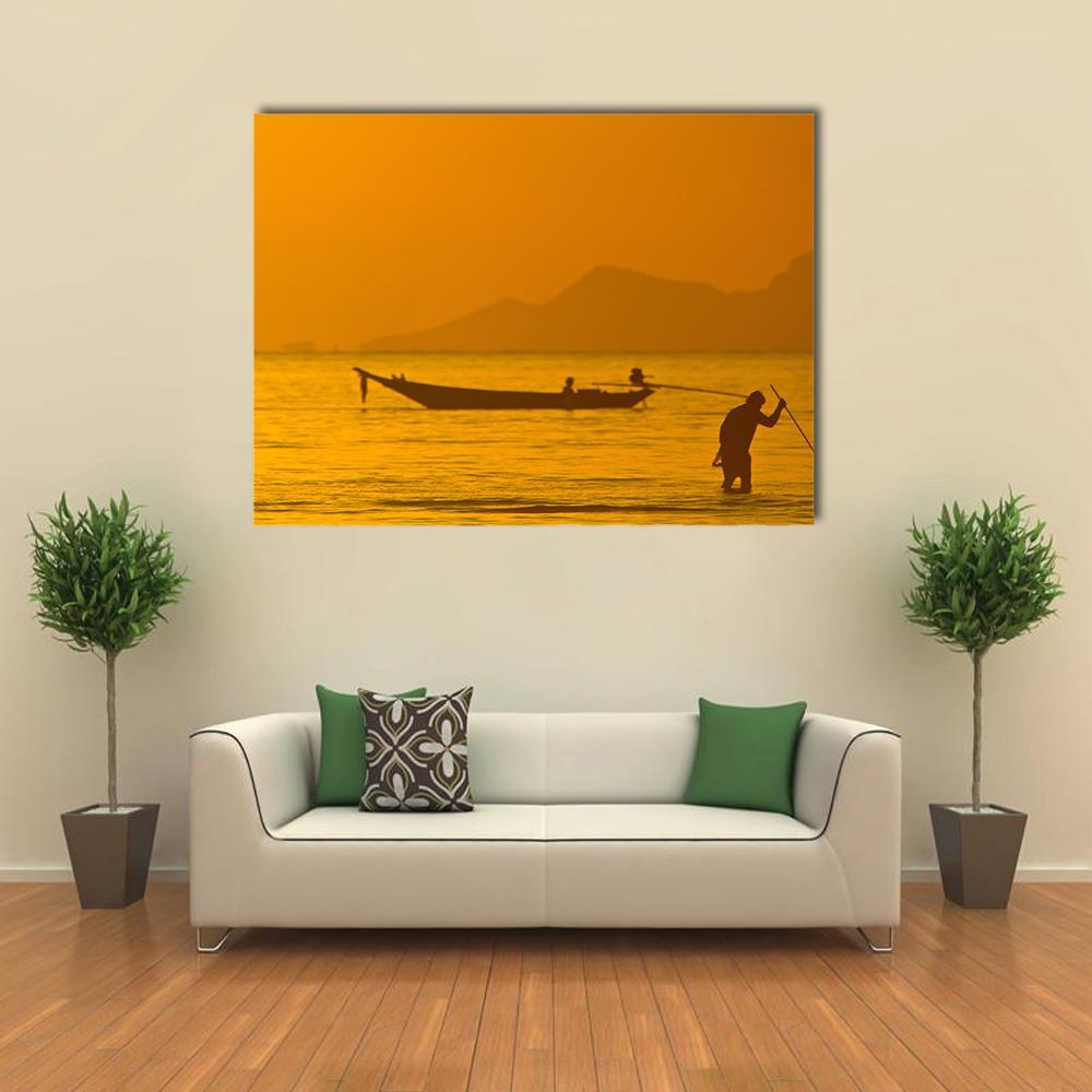 View Of Boat In Ko Samui In Thailand Canvas Wall Art-1 Piece-Gallery Wrap-48" x 32"-Tiaracle