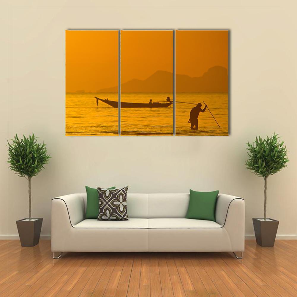 View Of Boat In Ko Samui In Thailand Canvas Wall Art-3 Horizontal-Gallery Wrap-37" x 24"-Tiaracle