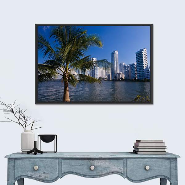 View Of Boca Grande In Cartagena De Indias Canvas Wall Art-1 Piece-Floating Frame-24" x 16"-Tiaracle