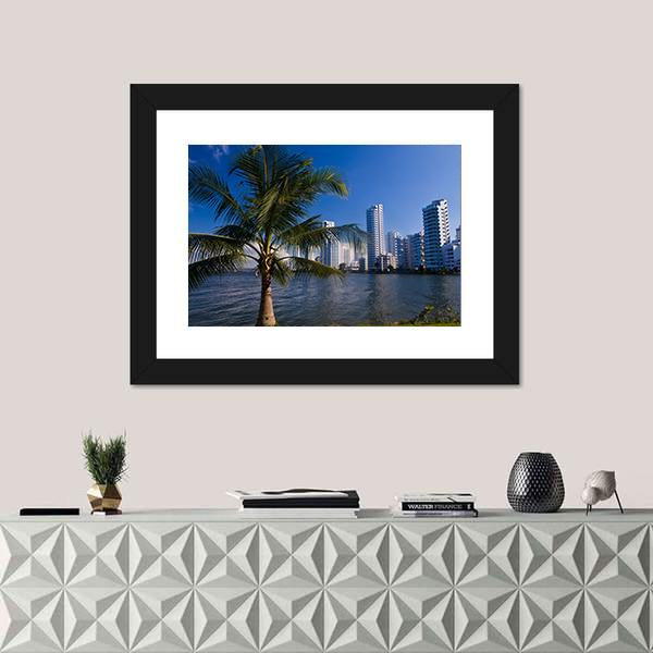 View Of Boca Grande In Cartagena De Indias Canvas Wall Art-1 Piece-Framed Print-20" x 16"-Tiaracle