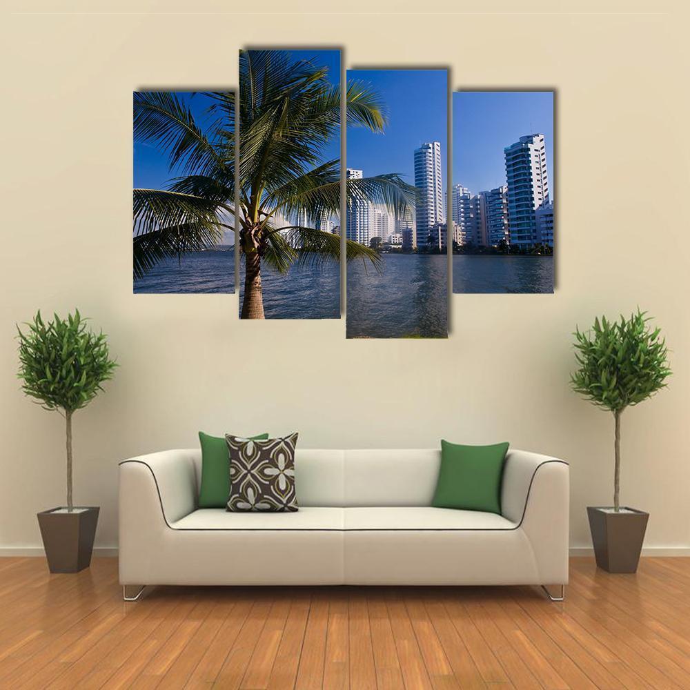 View Of Boca Grande In Cartagena De Indias Canvas Wall Art-4 Pop-Gallery Wrap-50" x 32"-Tiaracle
