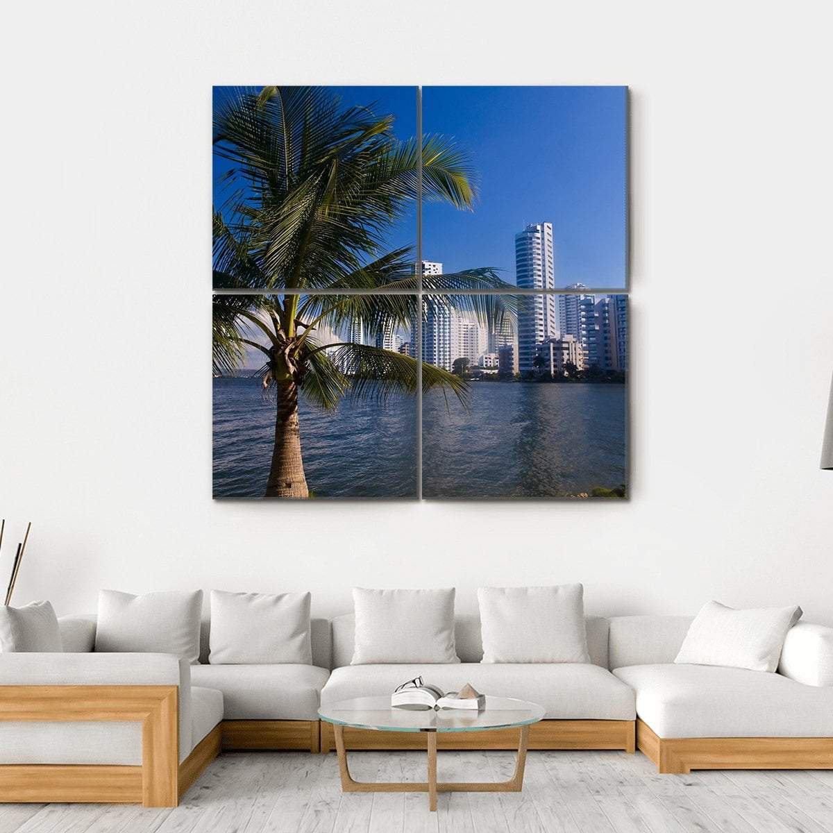 View Of Boca Grande In Cartagena De Indias Canvas Wall Art-4 Square-Gallery Wrap-17" x 17"-Tiaracle