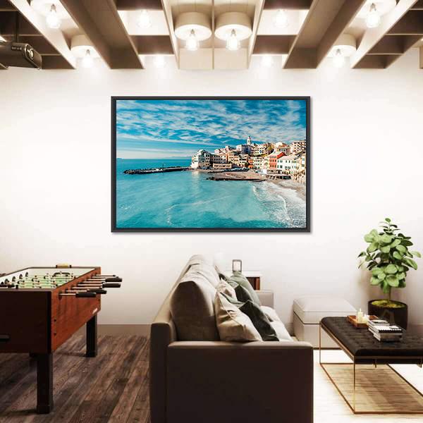 View Of Bogliasco Fishing Village Panoramic Canvas Wall Art-1 Piece-36" x 12"-Tiaracle