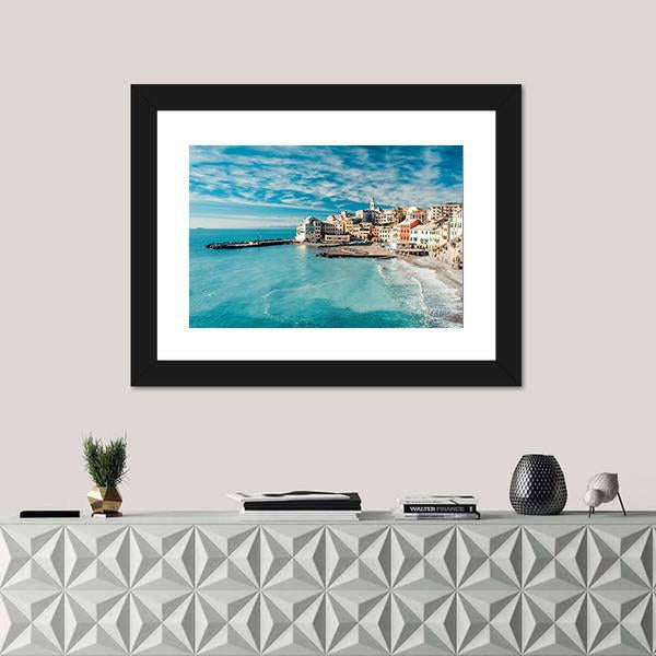 View Of Bogliasco Village In Italy Canvas Wall Art-1 Piece-Framed Print-20" x 16"-Tiaracle