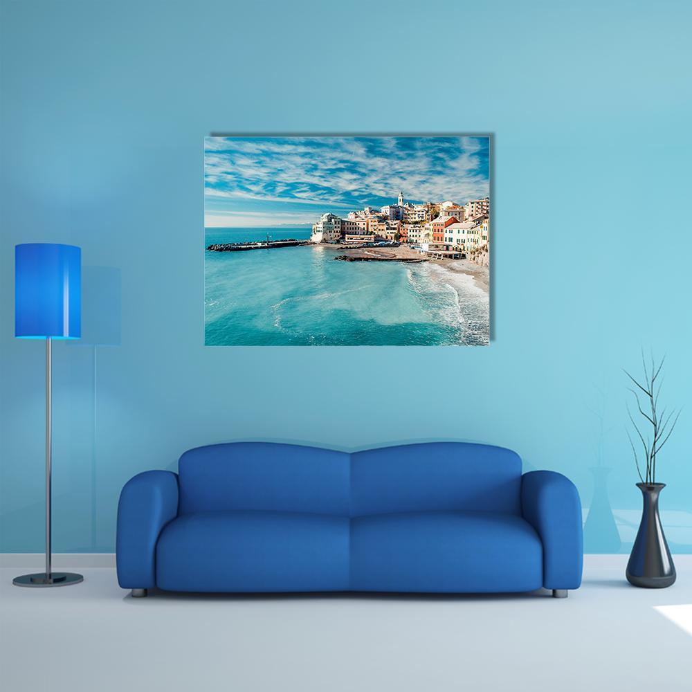 View Of Bogliasco Village In Italy Canvas Wall Art-1 Piece-Gallery Wrap-48" x 32"-Tiaracle