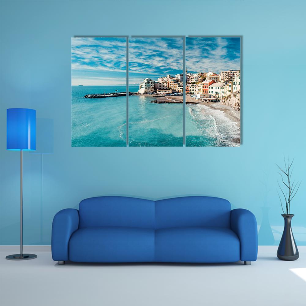 View Of Bogliasco Village In Italy Canvas Wall Art-3 Horizontal-Gallery Wrap-37" x 24"-Tiaracle