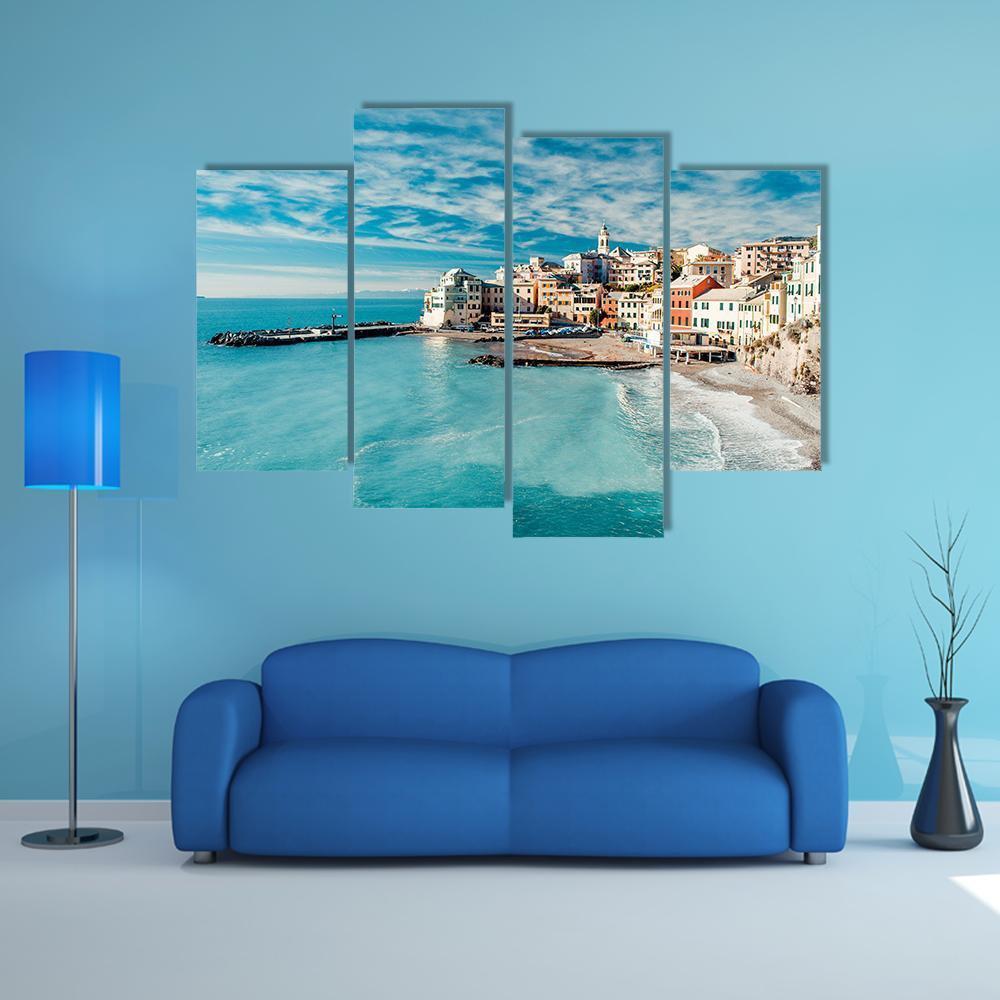 View Of Bogliasco Village In Italy Canvas Wall Art-4 Pop-Gallery Wrap-50" x 32"-Tiaracle
