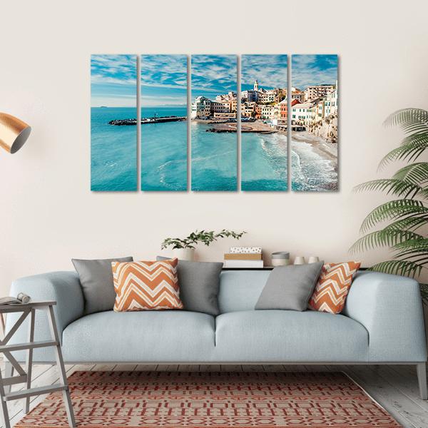 View Of Bogliasco Village In Italy Canvas Wall Art-5 Horizontal-Gallery Wrap-22" x 12"-Tiaracle