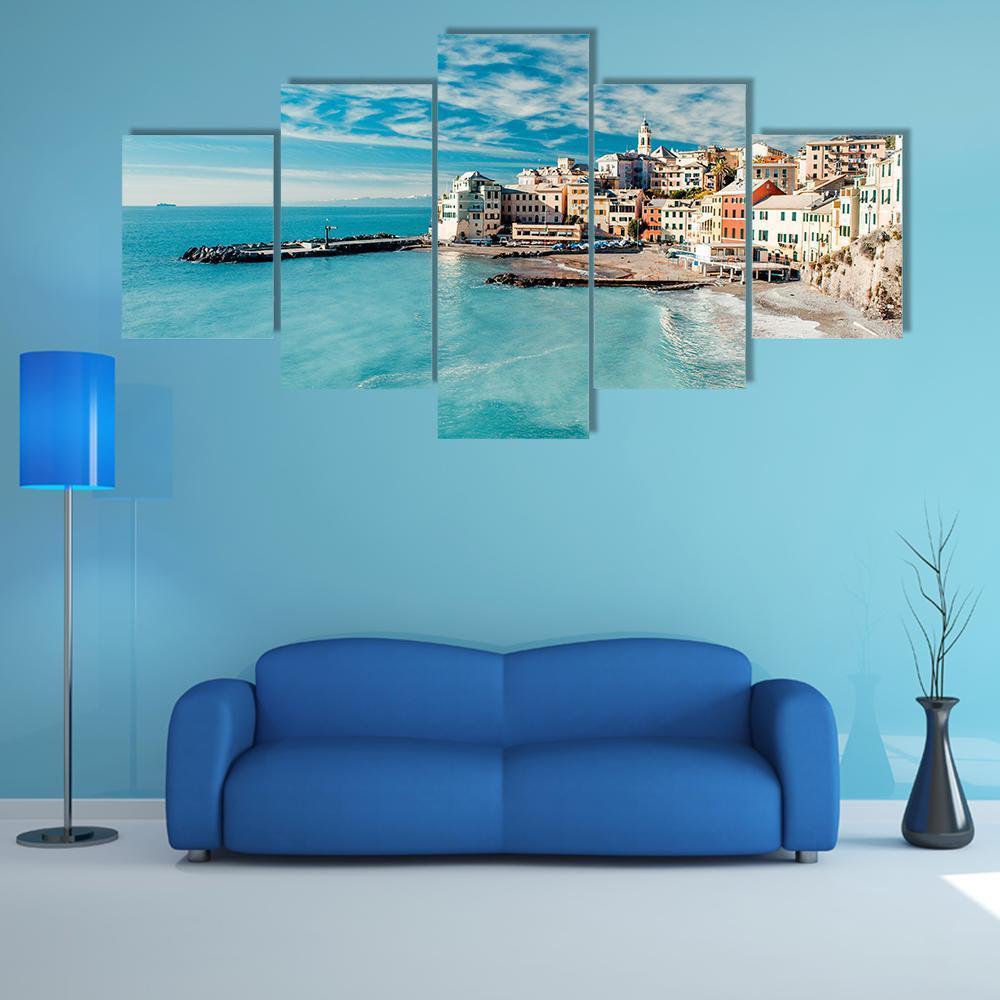 View Of Bogliasco Village In Italy Canvas Wall Art-5 Star-Gallery Wrap-62" x 32"-Tiaracle