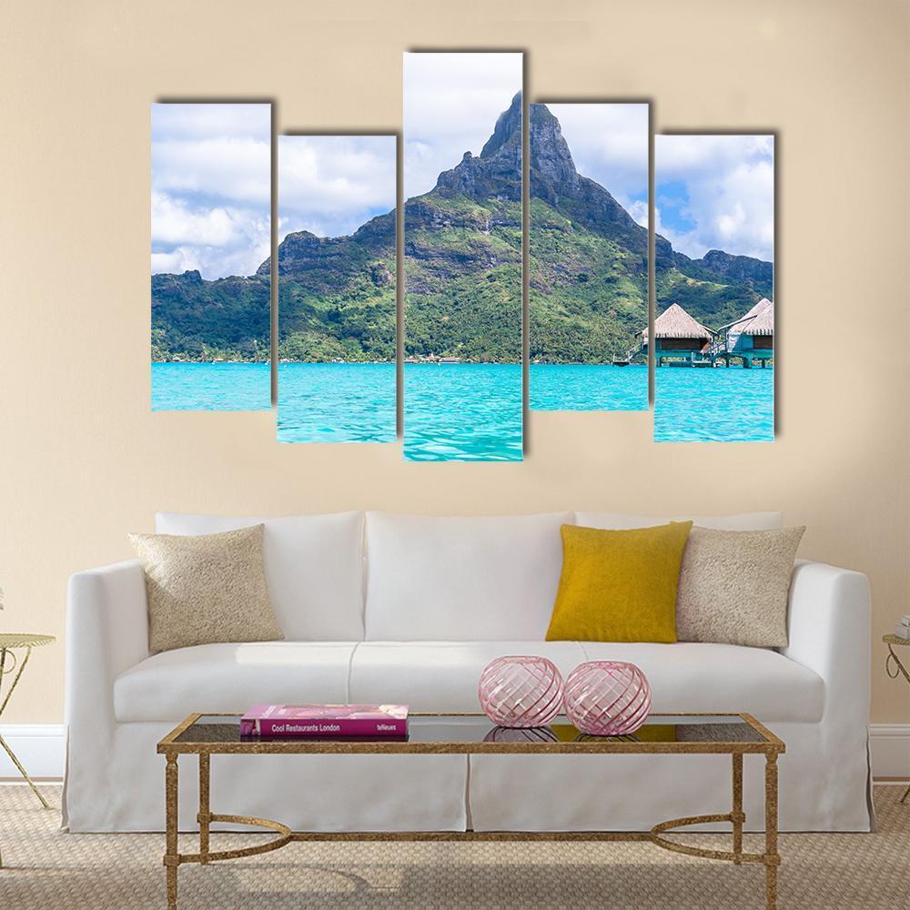 View Of Bora Bora Island Canvas Wall Art-5 Pop-Gallery Wrap-47" x 32"-Tiaracle