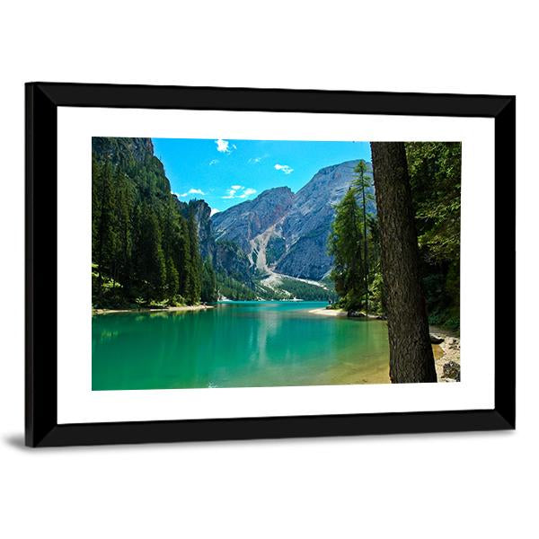 View Of Braies Lake And Croda Del Becco Canvas Wall Art-3 Horizontal-Gallery Wrap-25" x 16"-Tiaracle