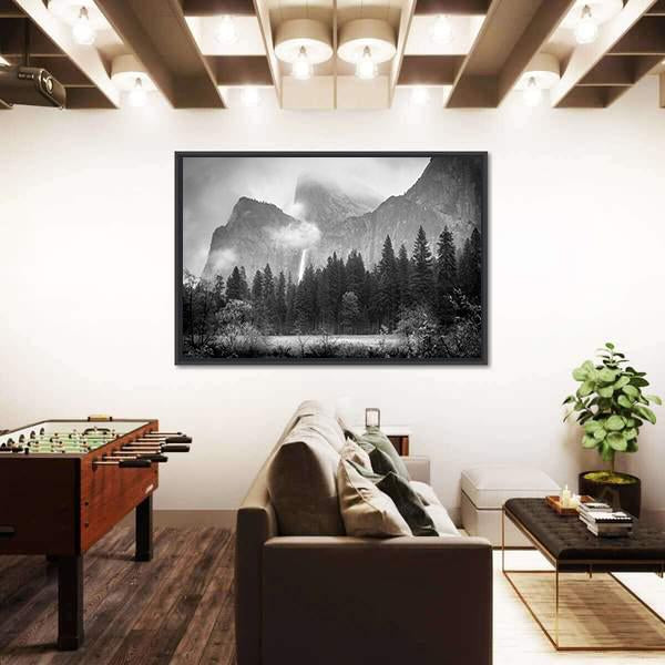 View Of Bridalveil Falls Canvas Wall Art-3 Horizontal-Gallery Wrap-25" x 16"-Tiaracle