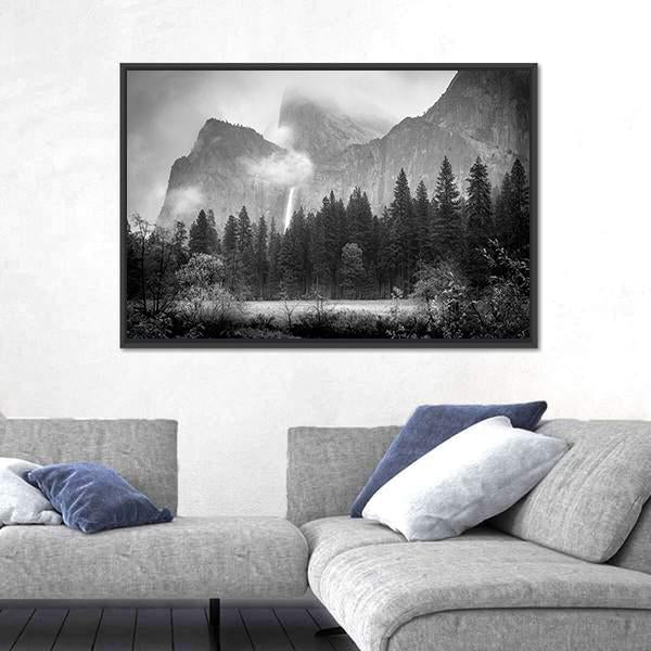 View Of Bridalveil Falls Canvas Wall Art-3 Horizontal-Gallery Wrap-25" x 16"-Tiaracle