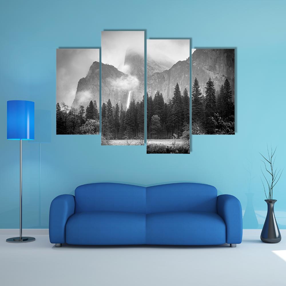 View Of Bridalveil Falls Canvas Wall Art-4 Pop-Gallery Wrap-50" x 32"-Tiaracle