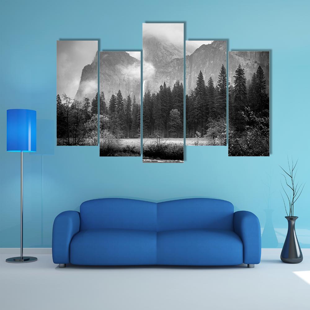 View Of Bridalveil Falls Canvas Wall Art-5 Pop-Gallery Wrap-47" x 32"-Tiaracle