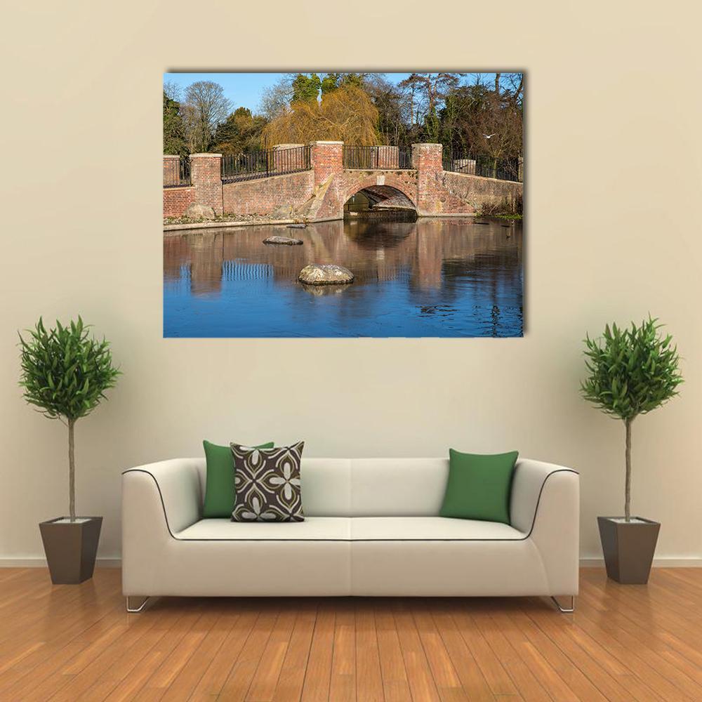 View Of Bridge Over Lake Canvas Wall Art-1 Piece-Gallery Wrap-36" x 24"-Tiaracle