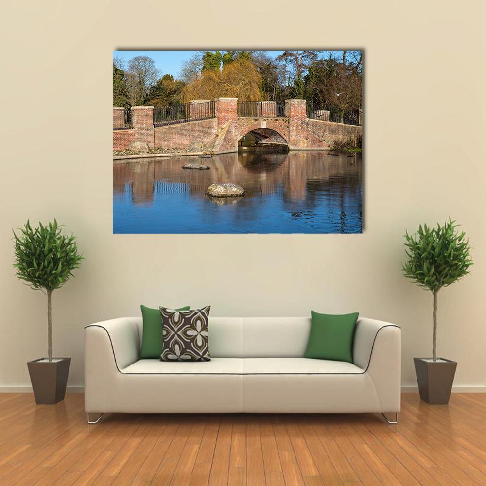 View Of Bridge Over Lake Canvas Wall Art-4 Horizontal-Gallery Wrap-34" x 24"-Tiaracle