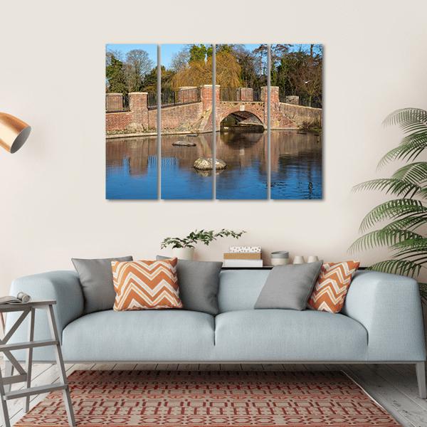 View Of Bridge Over Lake Canvas Wall Art-4 Horizontal-Gallery Wrap-34" x 24"-Tiaracle