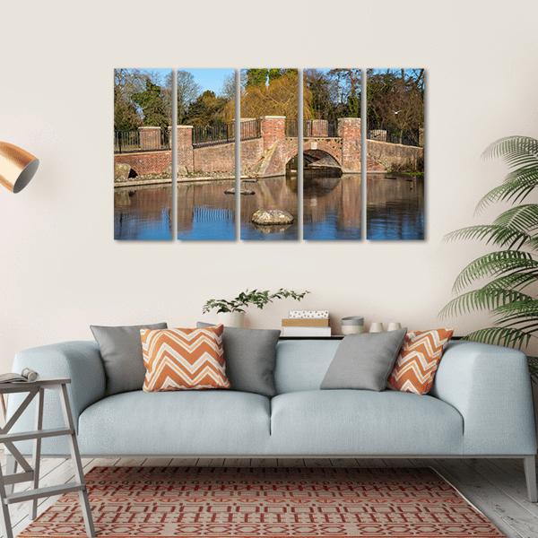 View Of Bridge Over Lake Canvas Wall Art-5 Horizontal-Gallery Wrap-22" x 12"-Tiaracle
