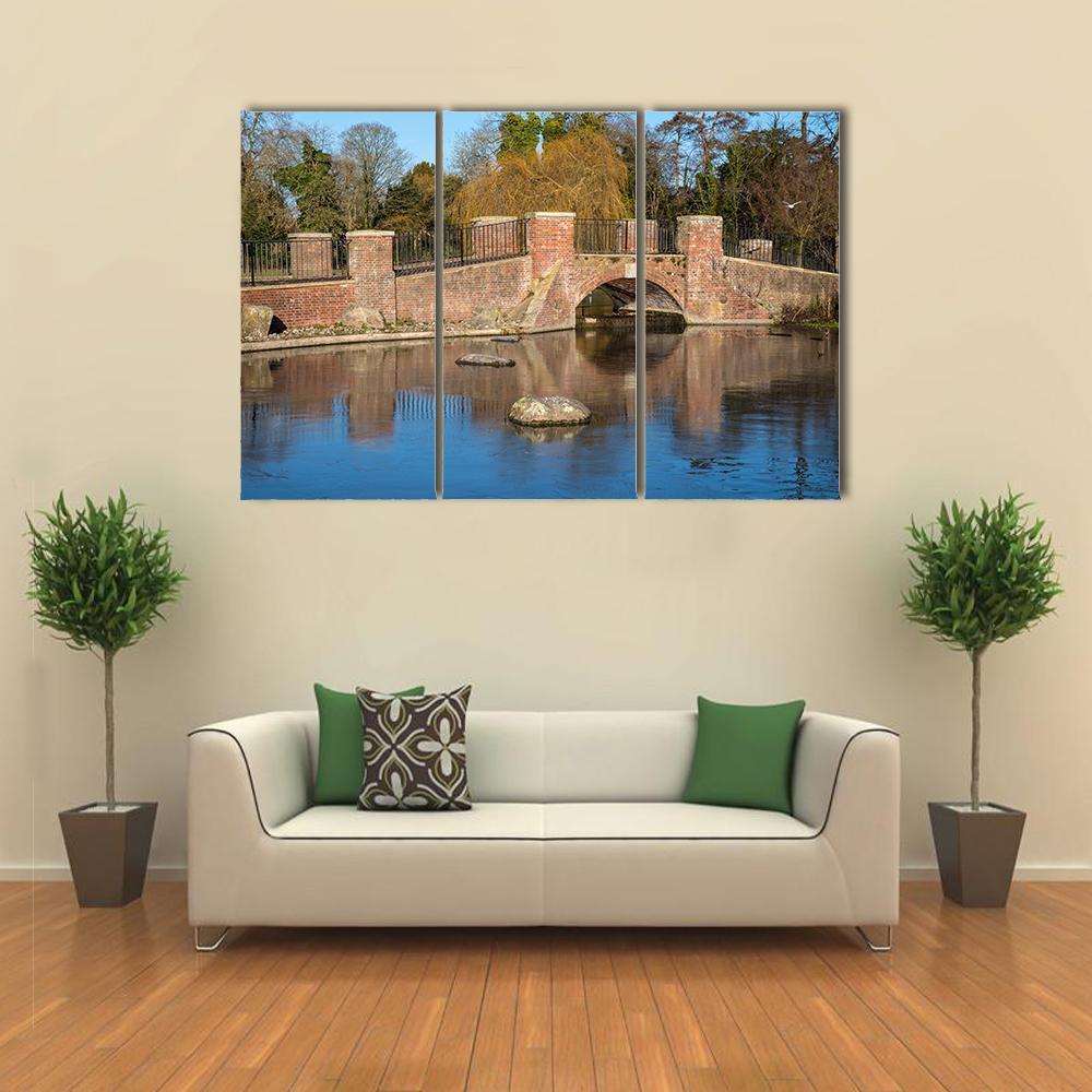 View Of Bridge Over Lake Canvas Wall Art-3 Horizontal-Gallery Wrap-37" x 24"-Tiaracle