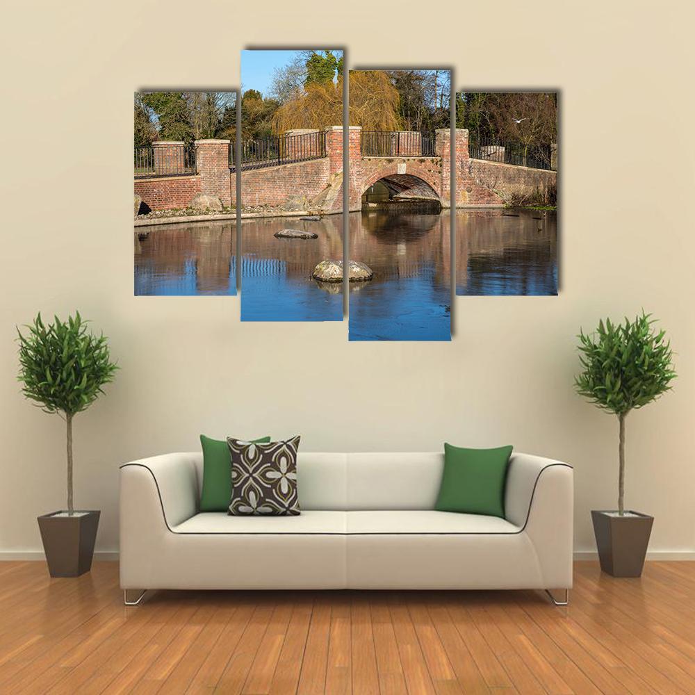 View Of Bridge Over Lake Canvas Wall Art-4 Pop-Gallery Wrap-50" x 32"-Tiaracle