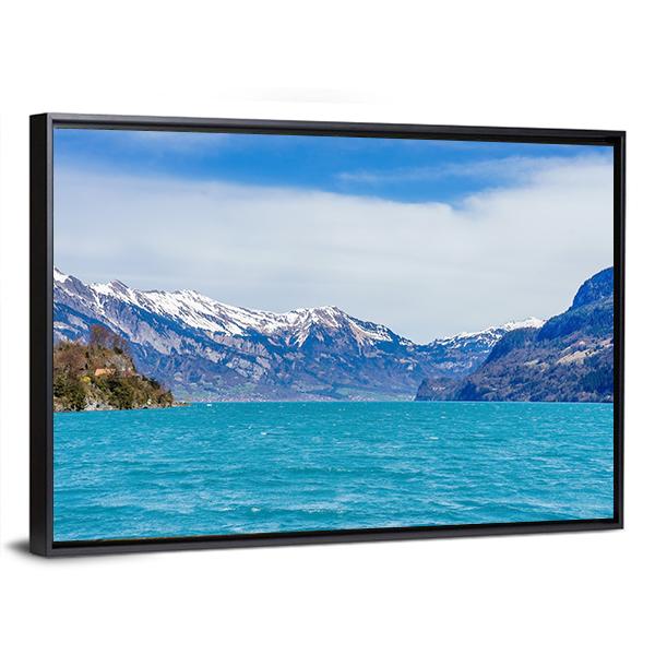 View Of Brienz Village And Lake Canvas Wall Art-3 Horizontal-Gallery Wrap-25" x 16"-Tiaracle
