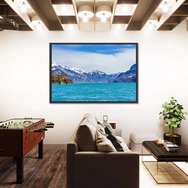 View Of Brienz Village And Lake Canvas Wall Art-3 Horizontal-Gallery Wrap-25" x 16"-Tiaracle
