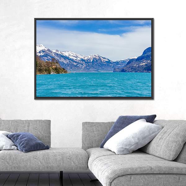 View Of Brienz Village And Lake Canvas Wall Art-3 Horizontal-Gallery Wrap-25" x 16"-Tiaracle