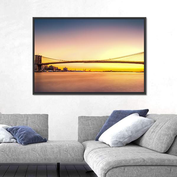 View Of Brooklyn Bridge Panoramic Canvas Wall Art-1 Piece-36" x 12"-Tiaracle