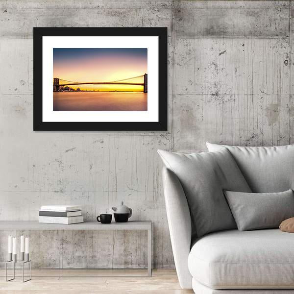 View Of Brooklyn Bridge Panoramic Canvas Wall Art-1 Piece-36" x 12"-Tiaracle