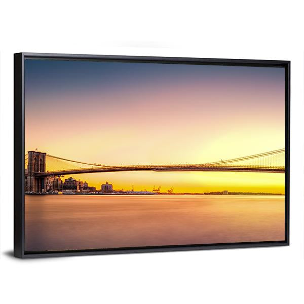 View Of Brooklyn Bridge Panoramic Canvas Wall Art-1 Piece-36" x 12"-Tiaracle