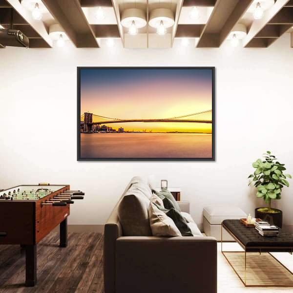 View Of Brooklyn Bridge Panoramic Canvas Wall Art-1 Piece-36" x 12"-Tiaracle