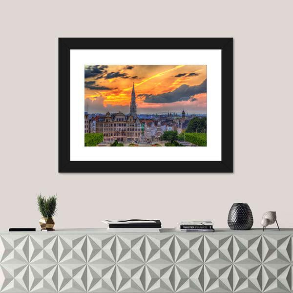 View Of Brussels City Center Canvas Wall Art-1 Piece-Framed Print-20" x 16"-Tiaracle